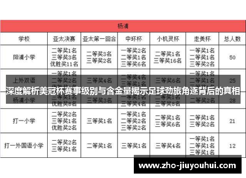 深度解析美冠杯赛事级别与含金量揭示足球劲旅角逐背后的真相 深度解析美冠杯赛事级别与含金量揭示足球劲旅角逐背后的真相